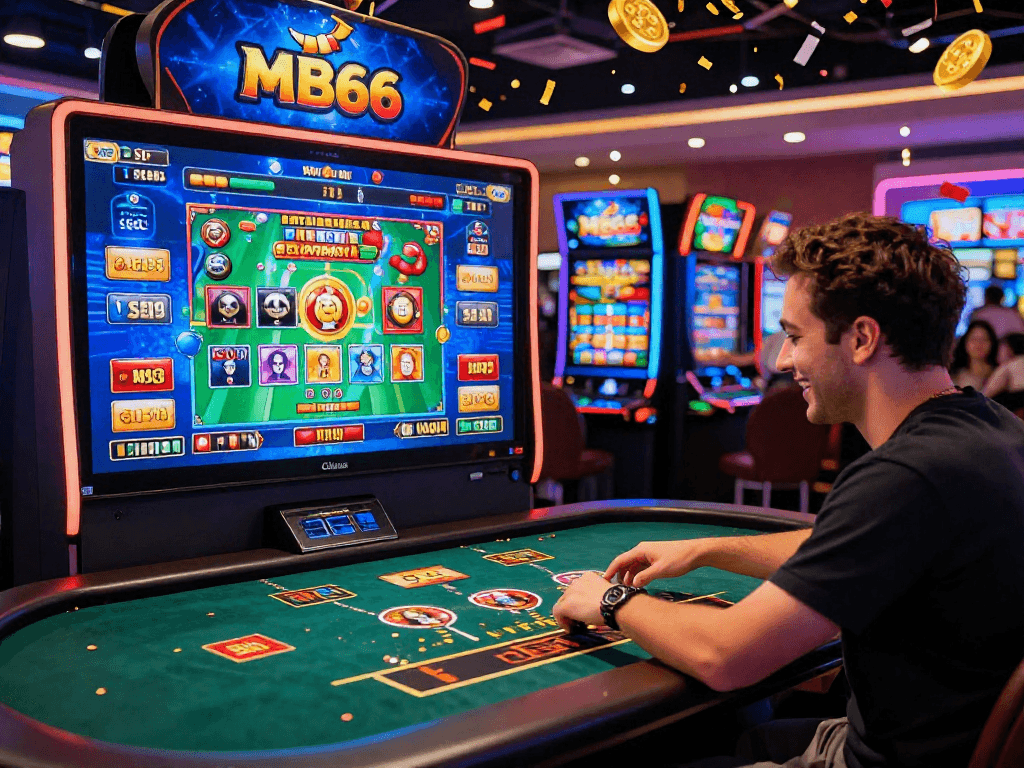 Player enjoying an MB66 live casino experience with vibrant graphics and engaging atmosphere.